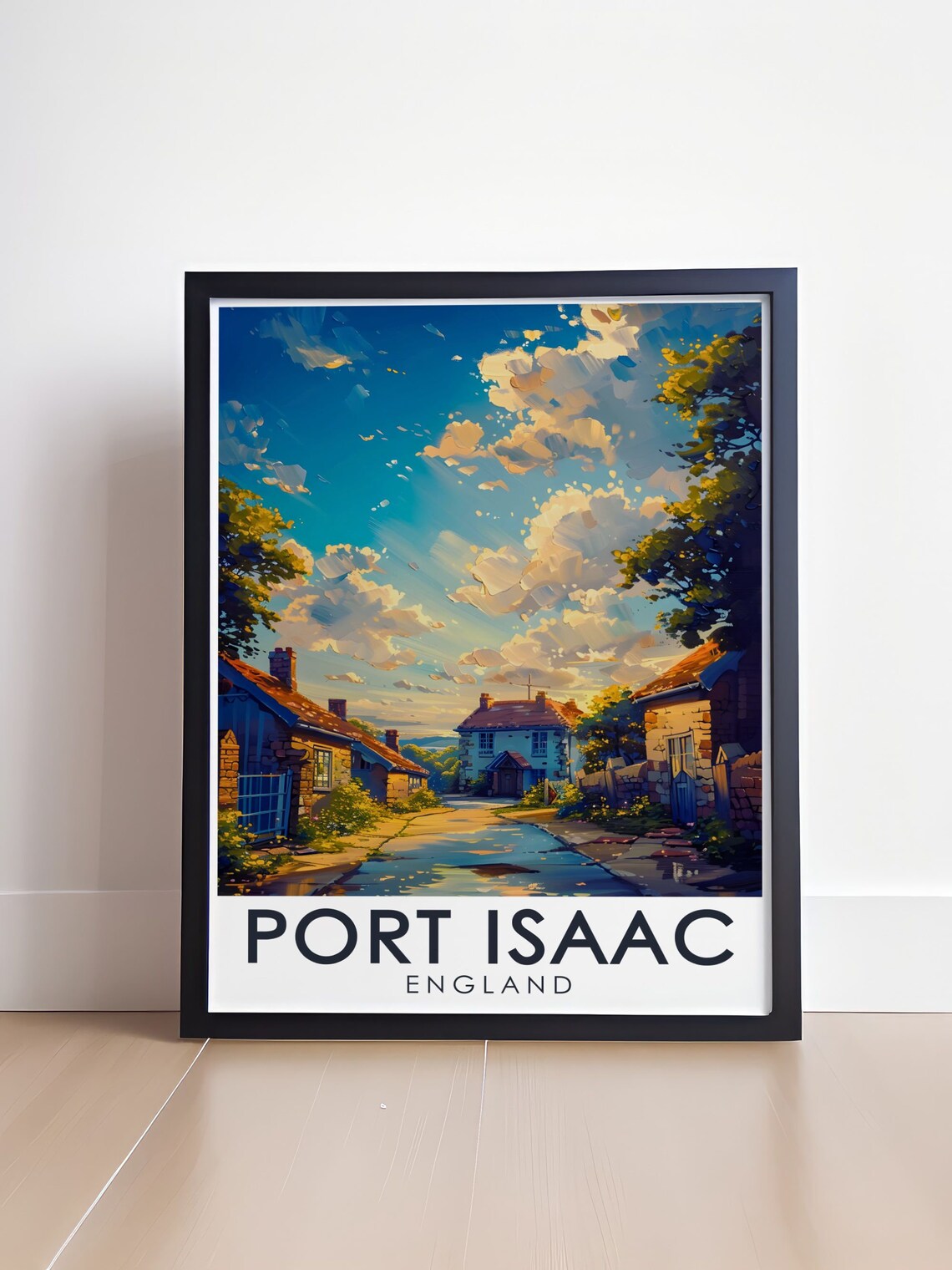 Port Isaac Cornwall Village Street Stone Cottages Travel Poster - Image 4