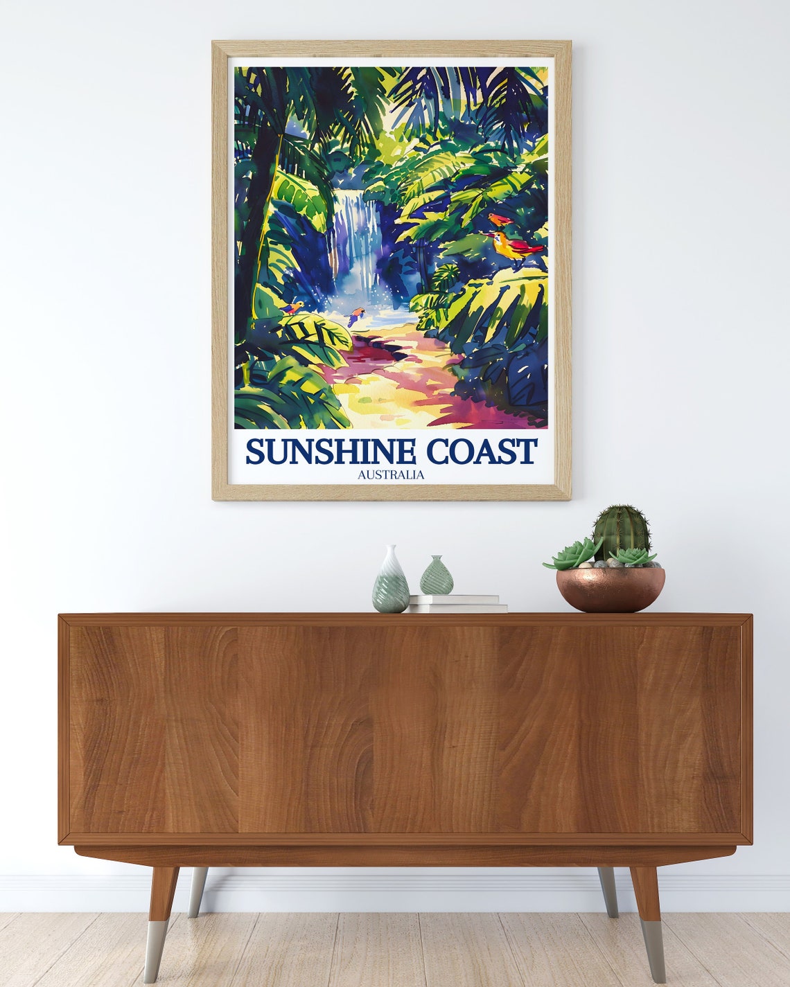 Sunshine Coast Australia Jungle Waterfall Birds Tropical Poster - Image 3