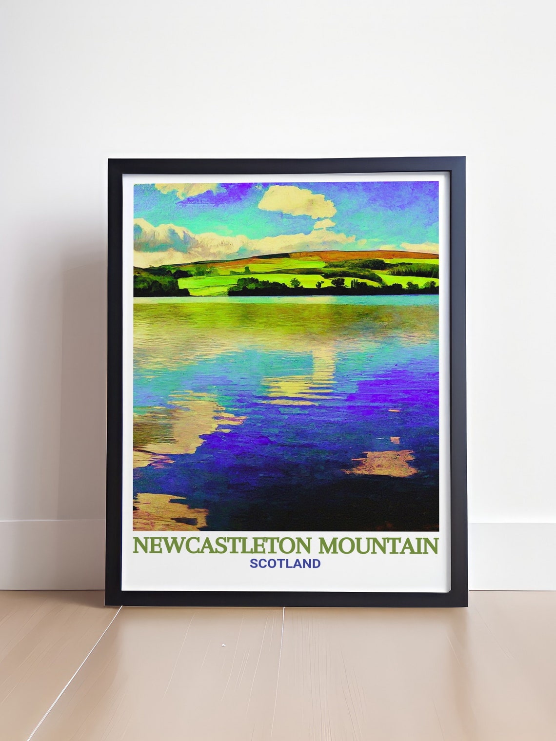 Newcastleton Mountain Kielder Water Mirror Reflection Travel Poster - Image 4