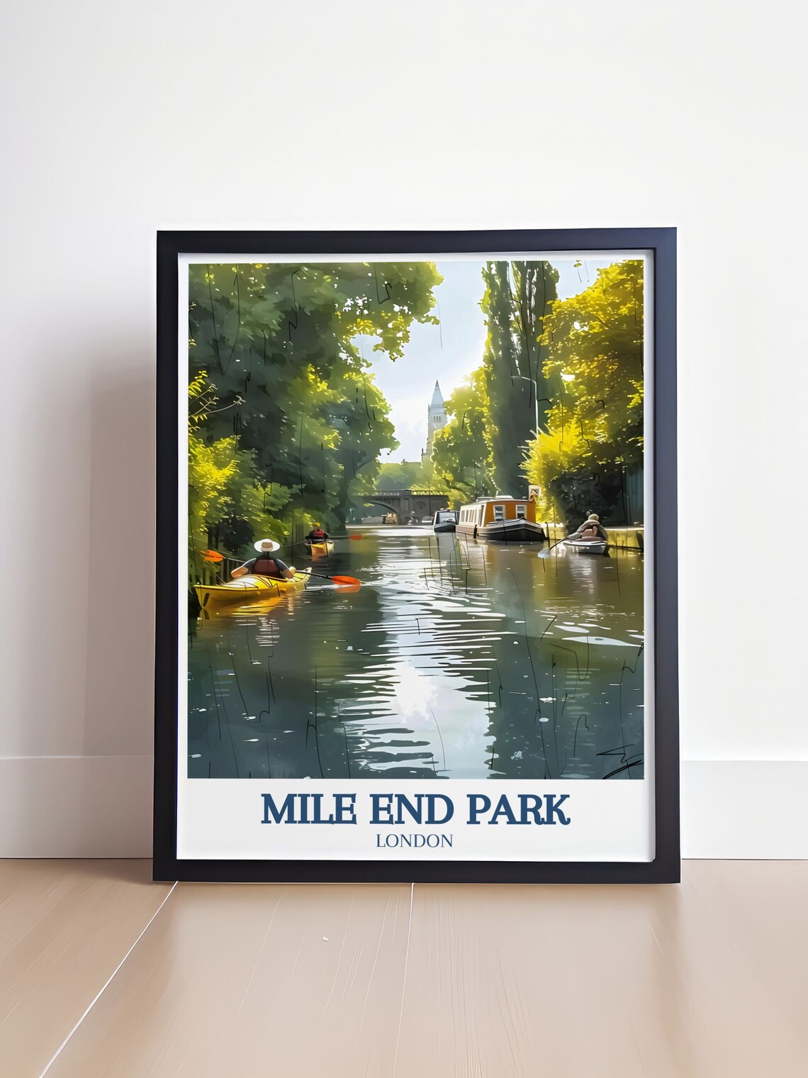 Mile End Park London Kayakers Paddling on Regent's Canal Poster - Image 4