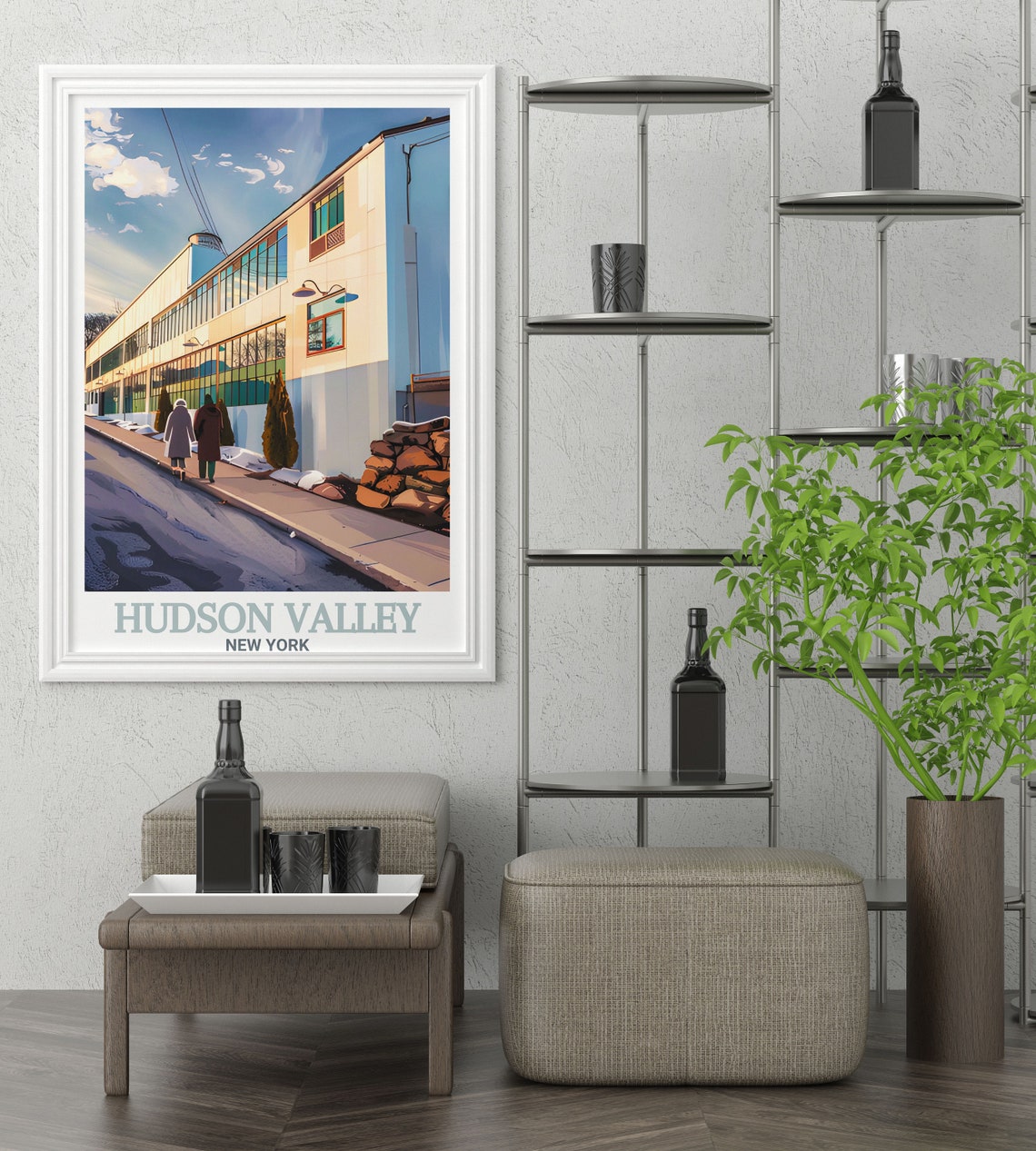 Hudson Valley The Wick Hotel Winter Street Modern Facade Poster - Image 2