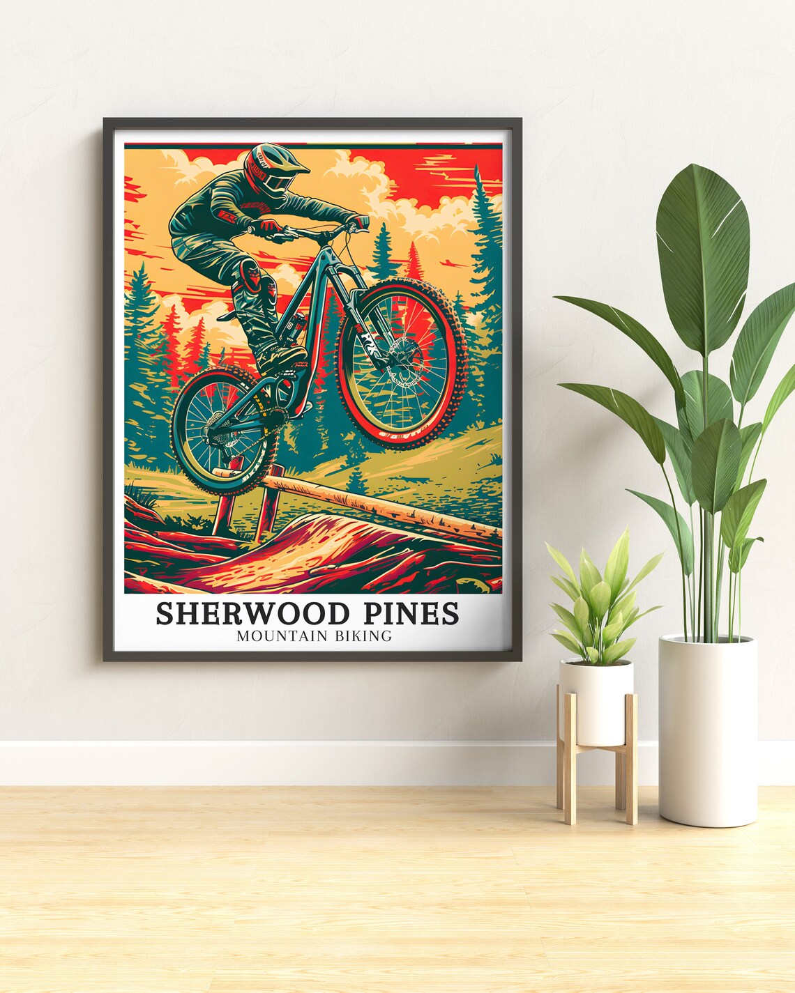 Sherwood Pines Mountain Bike Jump Log Rider Retro Trail Poster - Image 3