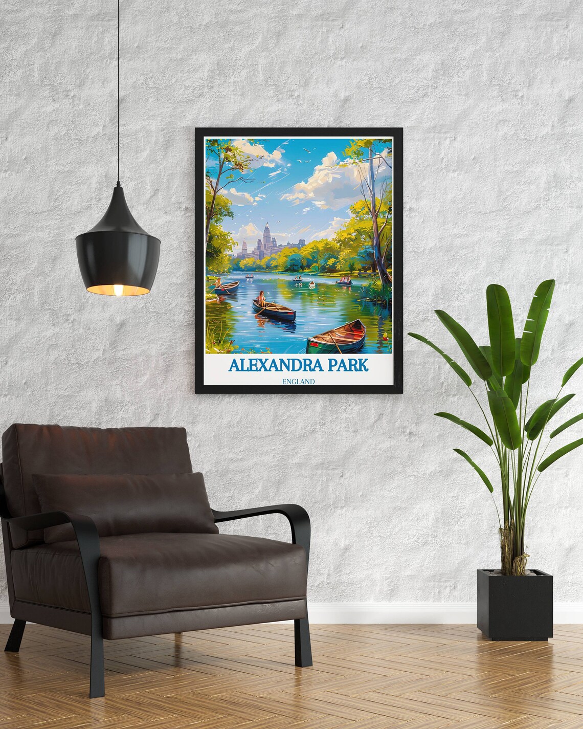 Alexandra Park England Vintage Boating Lake Travel Scene Poster - Image 2