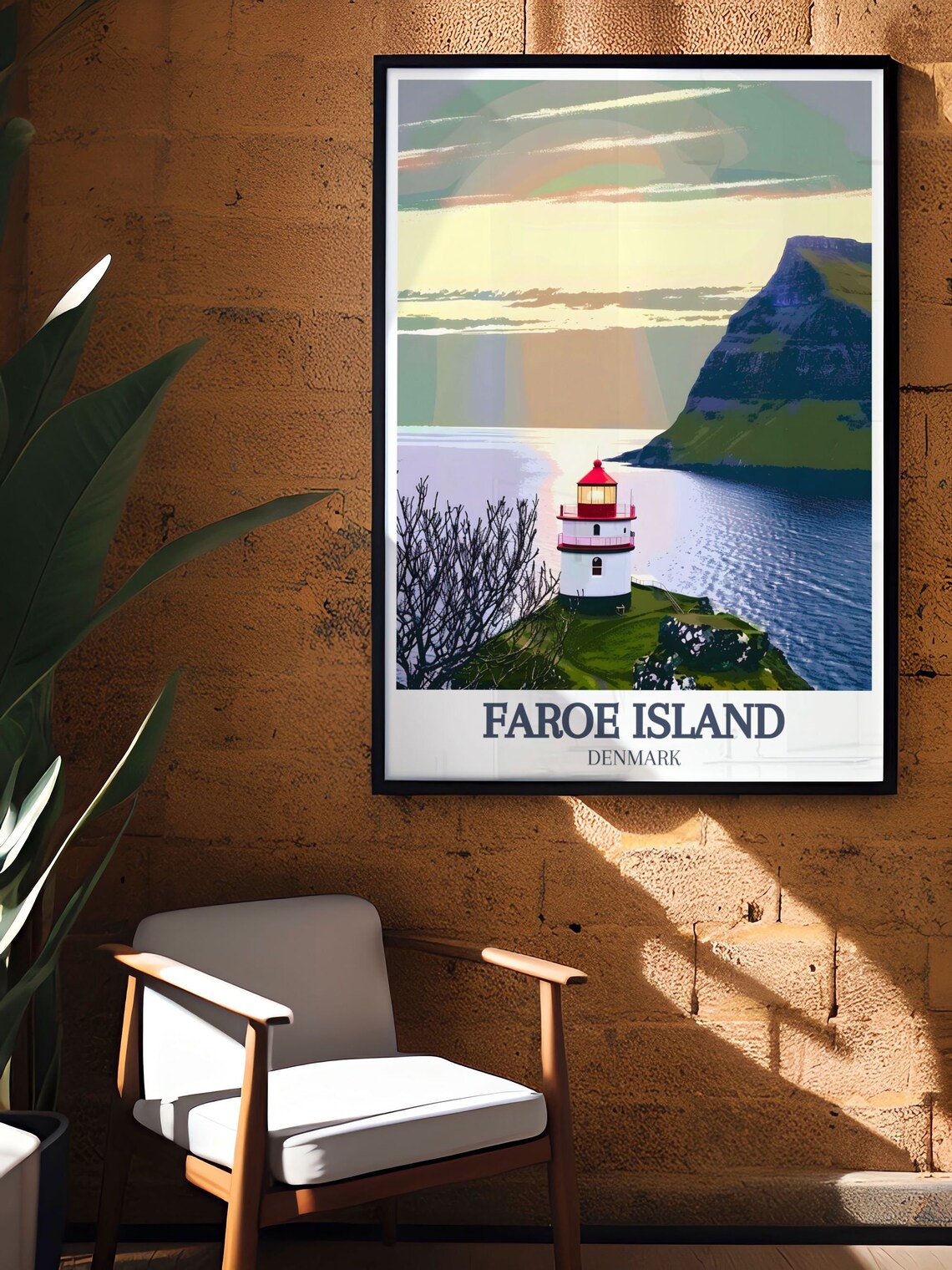 Faroe Island Kallur Lighthouse Sunset Ocean View Travel Poster - Image 2