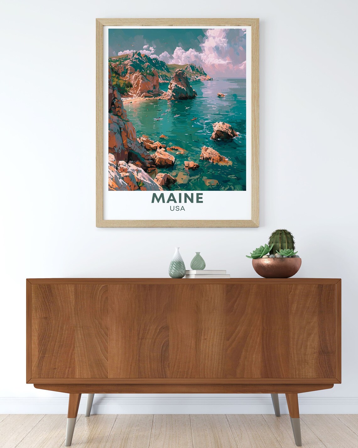 Maine USA Rugged Rocky Coast With Turquoise Water Cove Poster - Image 3