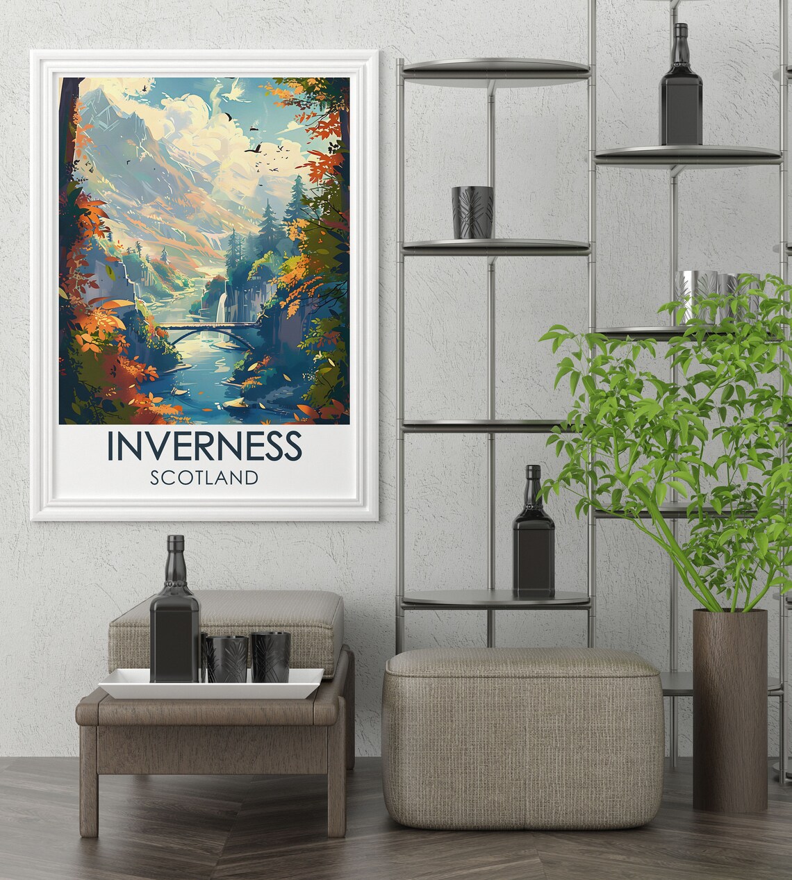 Inverness Scotland Ness Islands River Waterfall Nature Travel Poster - Image 3