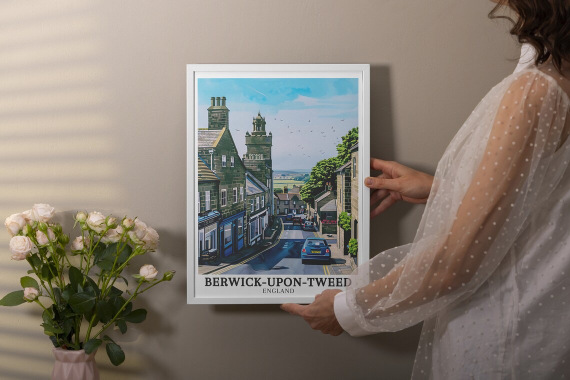 Berwick-upon-Tweed Historic Old Town Stone Street Scene Poster - Image 2