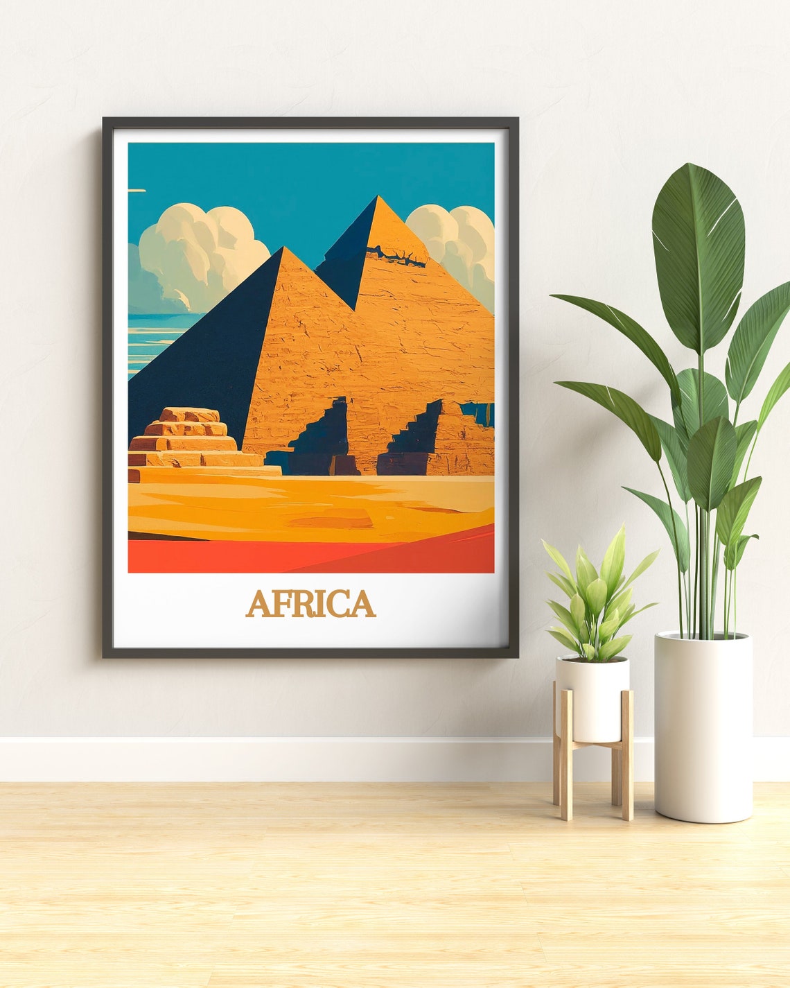 Africa Artwork Pyramids Of Giza Poster And Travel Art Pyramids Of Giza Print And Travel Poster Africa Travel Print - Image 2