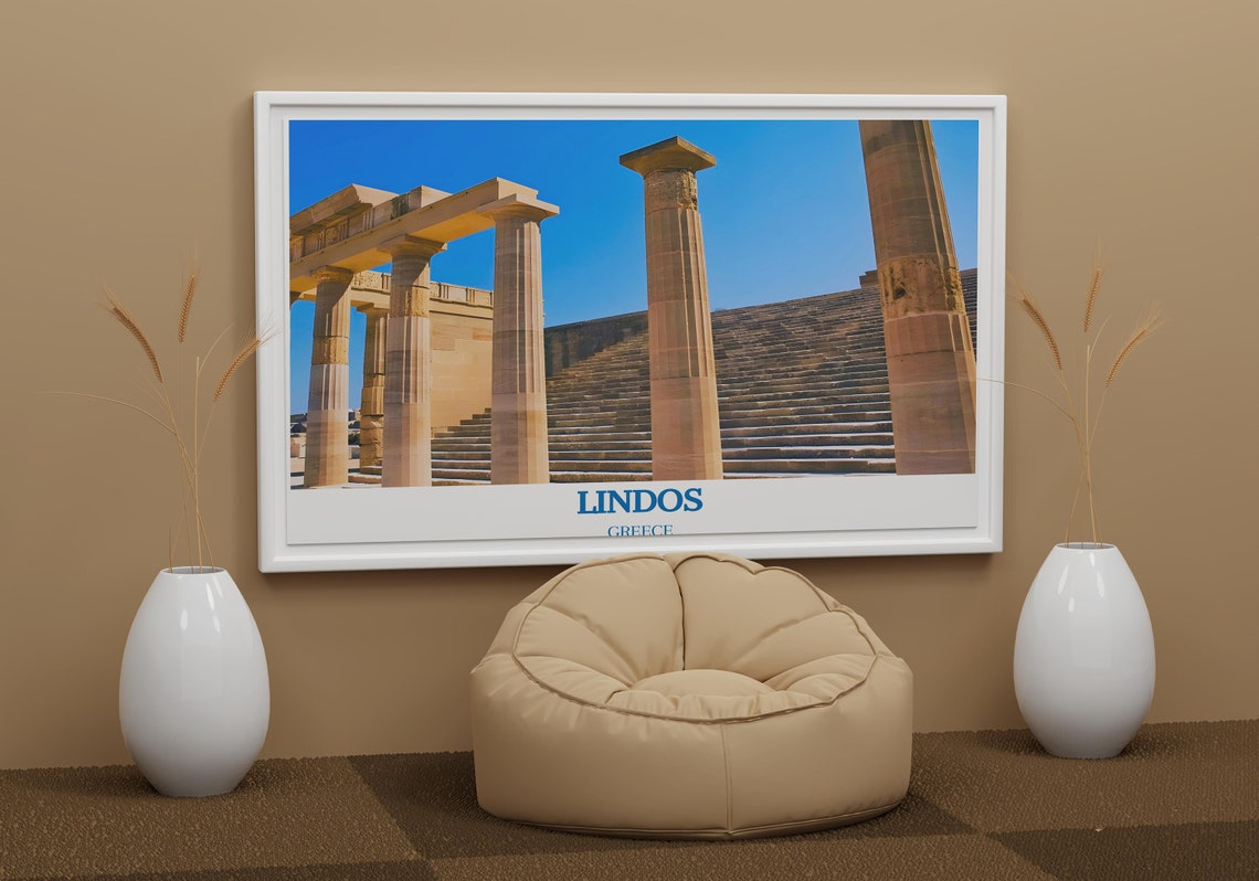 Lindos Acropolis Ancient Greek Columns Ruins Greece Photo Poster - Image 2