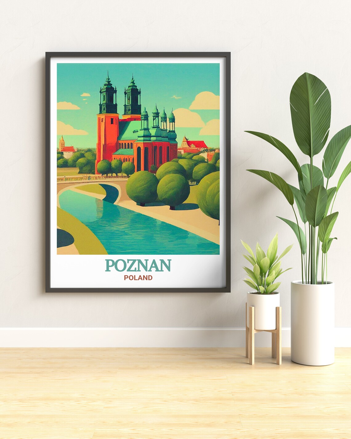 Poznan Poland Cathedral Island Church Riverbank Heritage Poster - Image 2
