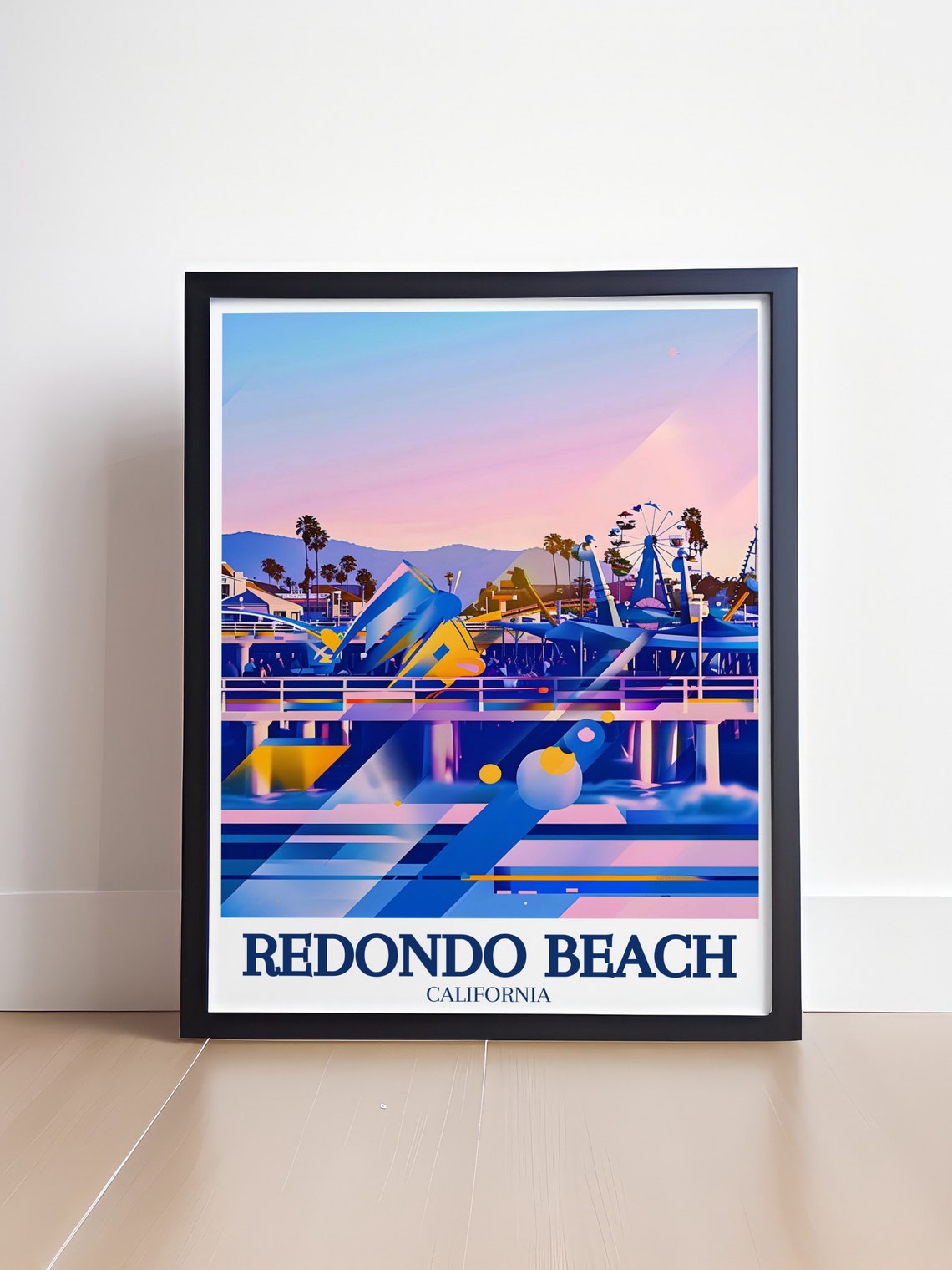 Redondo Beach California Sunset Pier Amusement Park Scene Poster - Image 4