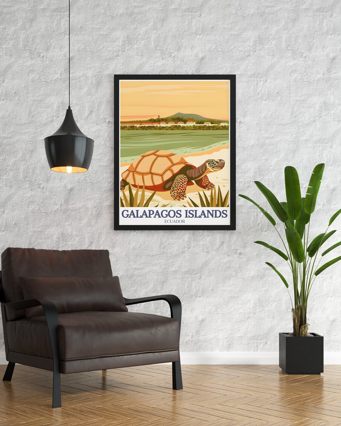 Galapagos Giant Tortoise Beach Sunset Ecuador Wildlife Poster - Image 2