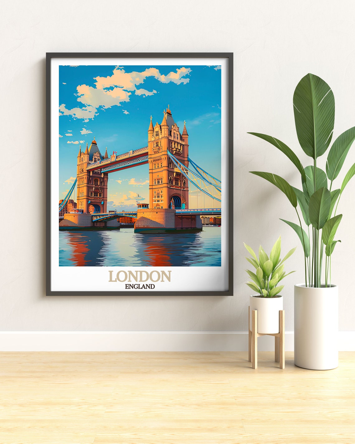 London England Tower Bridge Sunset River Thames Travel Poster - Image 2
