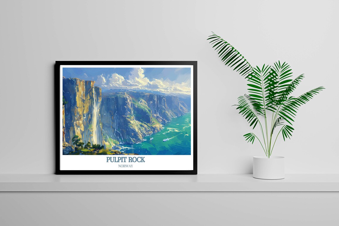 Pulpit Rock Norway Lysefjord Cliffs Waterfalls Fjord View Poster - Image 2