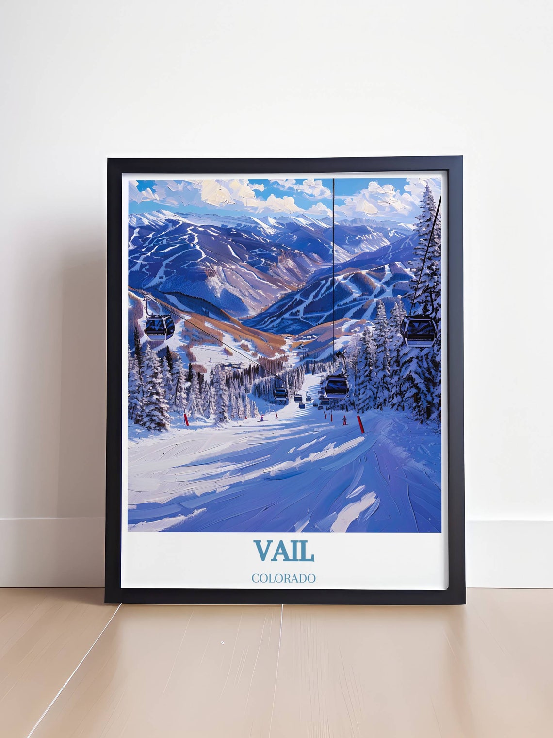 Vail Colorado Gondolas Over Snowy Mountain Slopes Winter Poster - Image 4