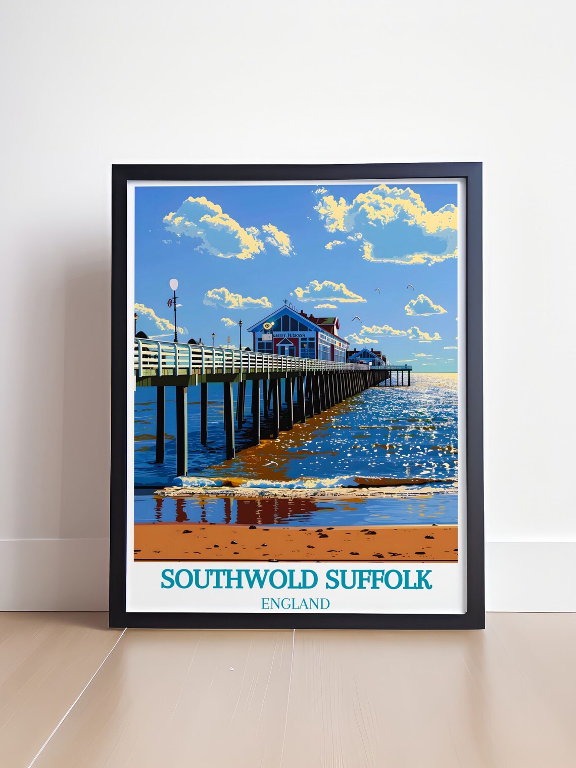 Southwold Pier Long Wooden Boardwalk Over the Sea Travel Poster - Image 4
