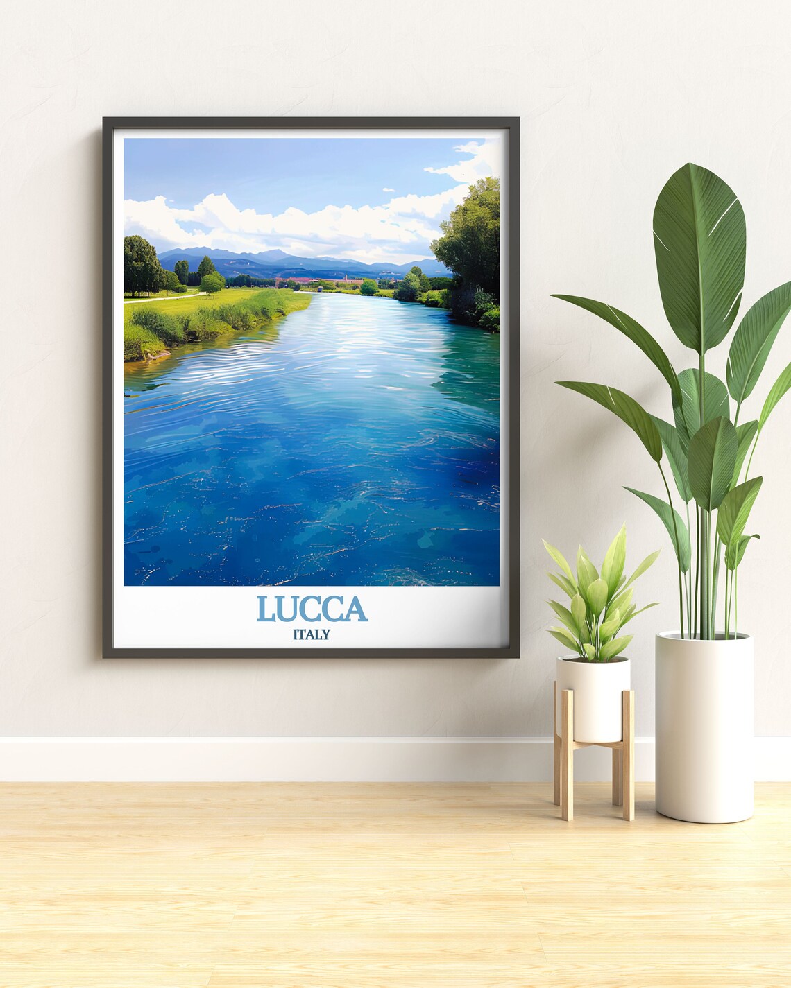 Lucca Italy Serchio River Blue Waters Countryside Scenic Print - Image 3