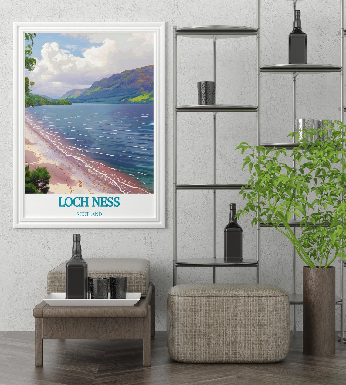 Loch Ness Scotland Shoreline Mountains Peaceful Serene Water Poster - Image 4