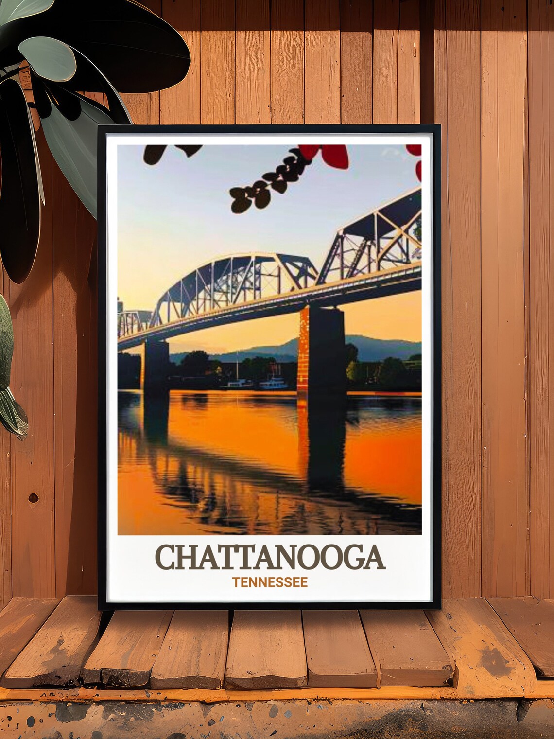 Chattanooga Tennessee Walnut Street Bridge Sunset Travel Poster - Image 2