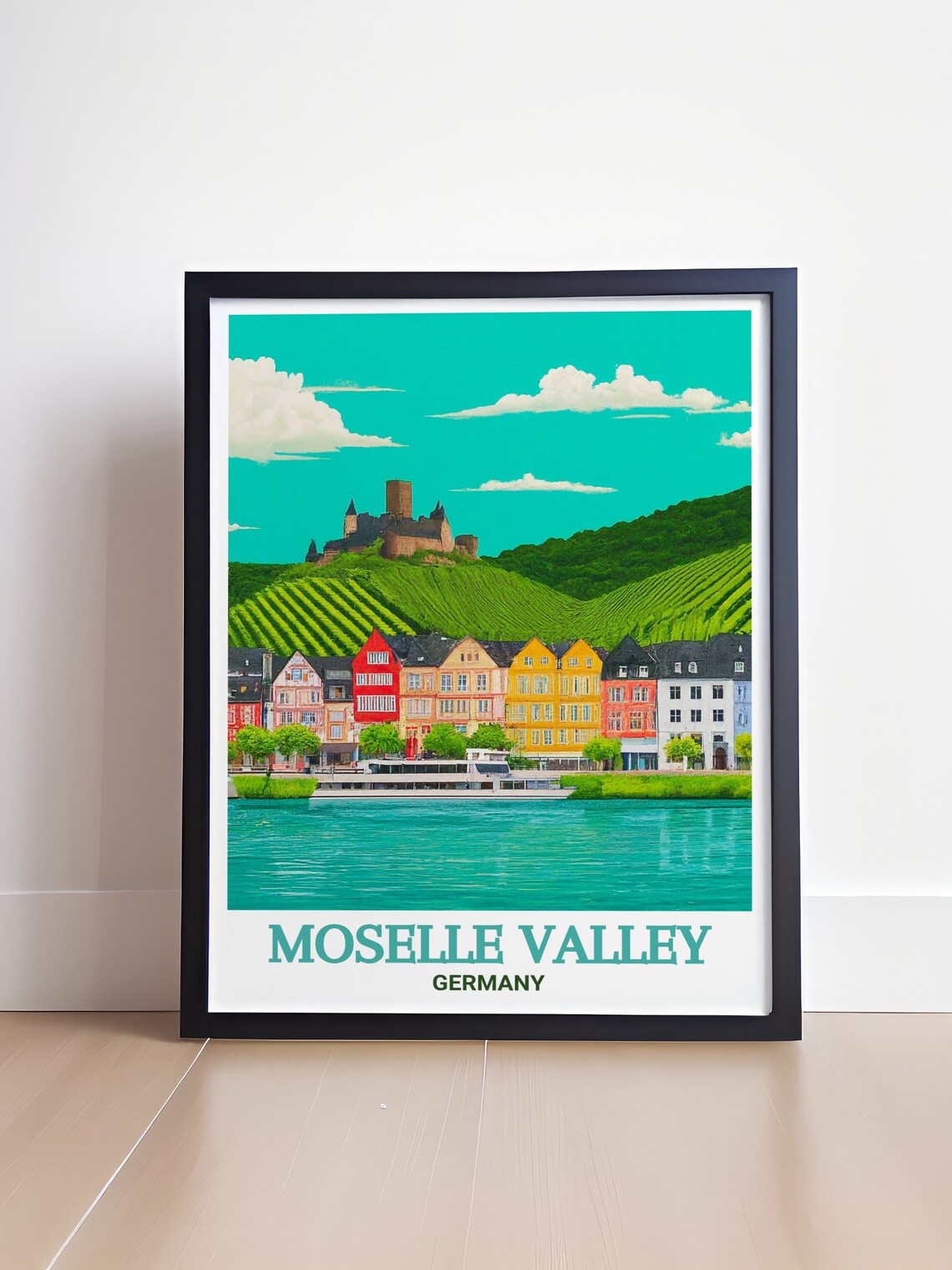 Moselle Valley Bernkastelkues Travel Poster, Art Print - Image 4