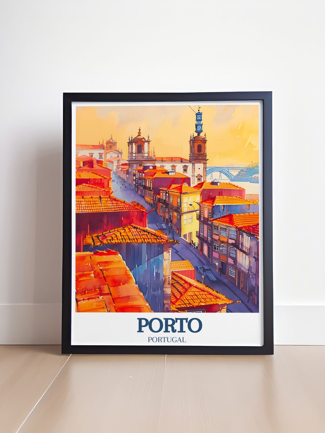 Porto Ribeira District and Dom Luis I Bridge Portugal Travel Poster - Image 4