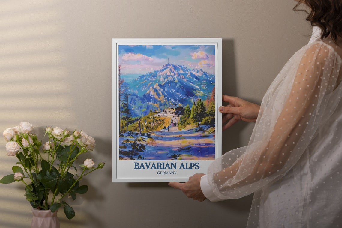 Bavarian Alps Mountain Summit Hikers Trail Panoramic View Poster - Image 2