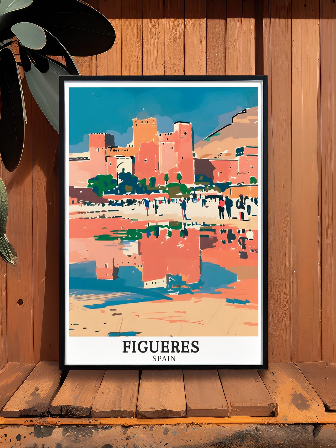 Figueres Spain Abstract Castle Walls Sunset Bold Art Travel Poster - Image 2
