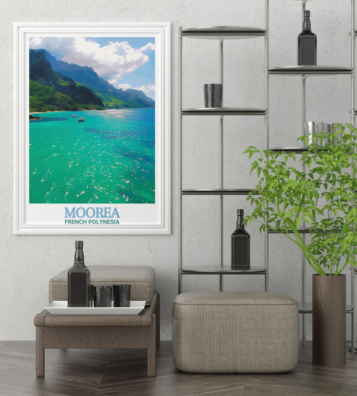 Moorea Cooks Bay Boats Turquoise Water Volcanic Peaks Travel Poster - Image 3