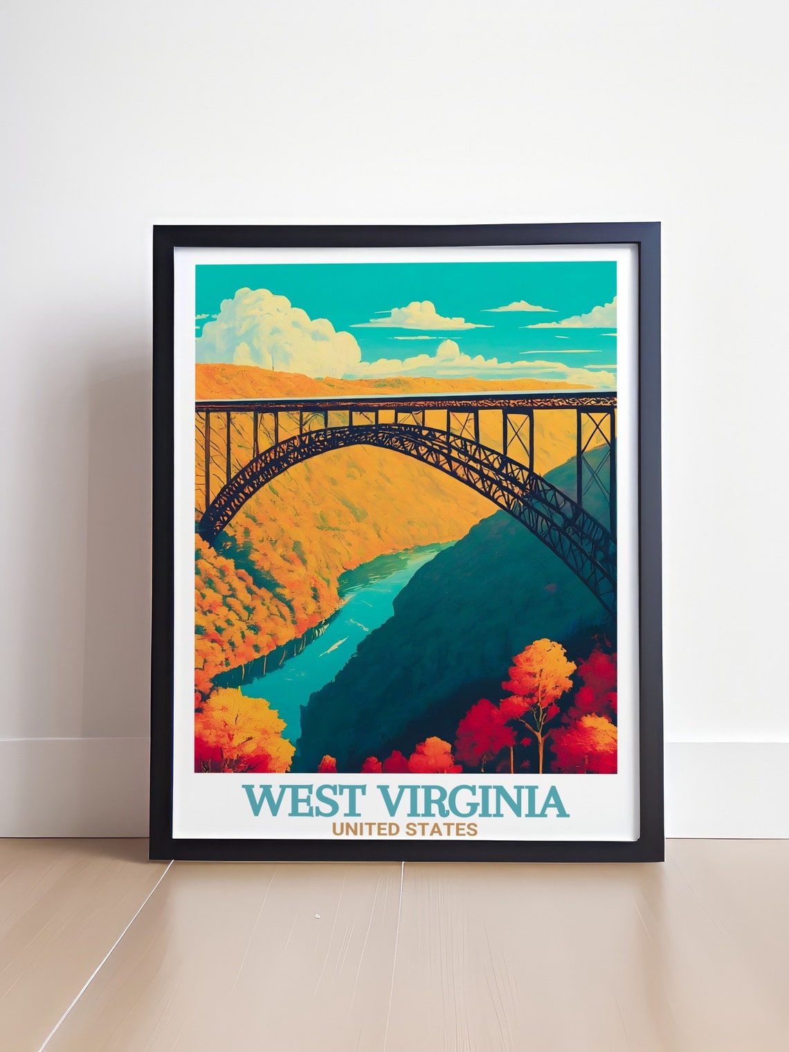 West Virginia New River Gorge Bridge Autumn Gorge View Poster - Image 4