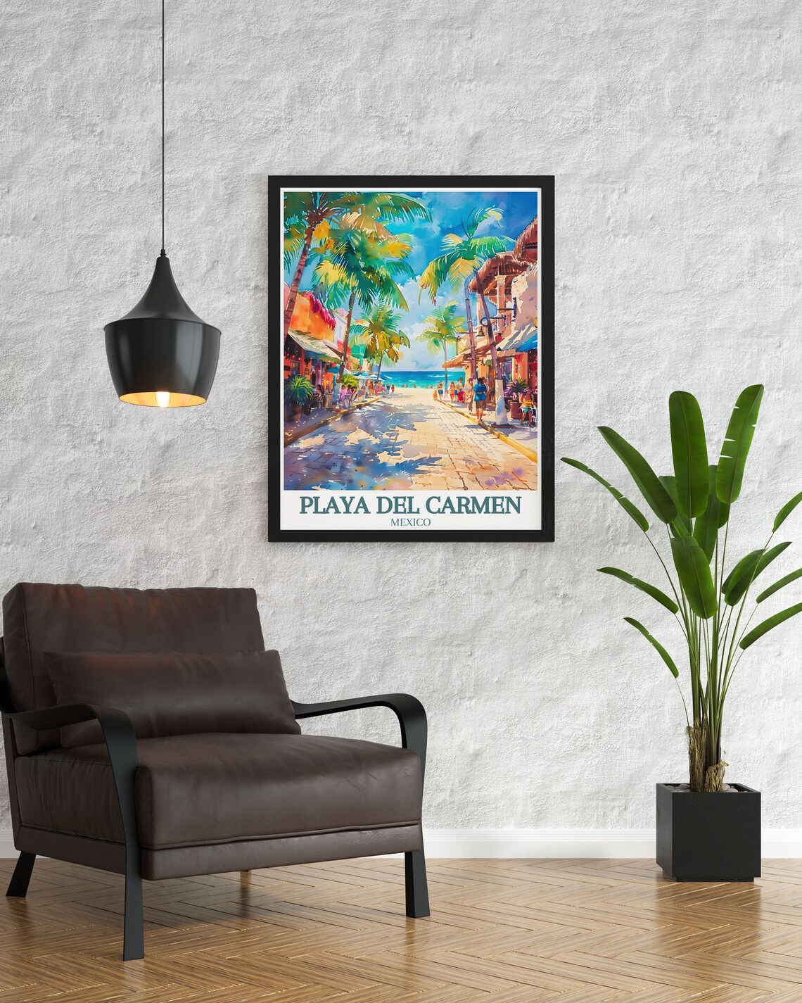 Playa del Carmen Mexico Beach Street Promenade Palm Shops Travel Poster - Image 3