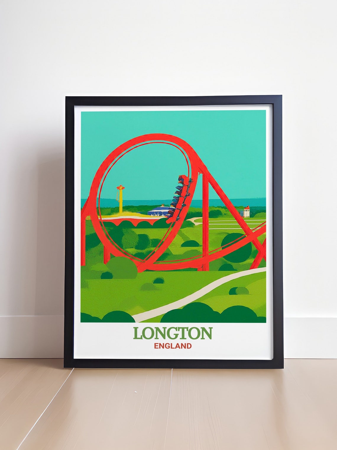 Longton Alton Towers Red Loop Roller Coaster England Travel Poster - Image 4