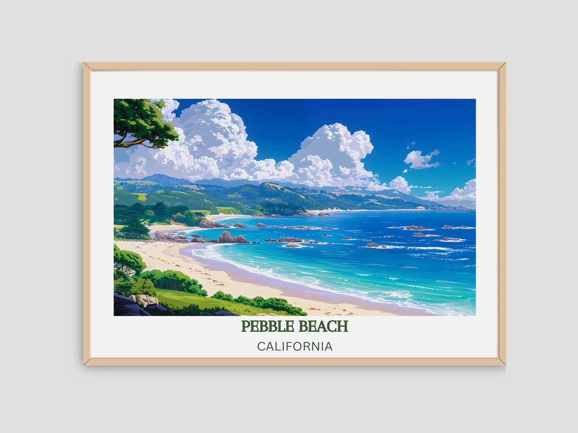 Pebble Beach California Coastal Cliffs Ocean Waves Travel Poster - Image 4