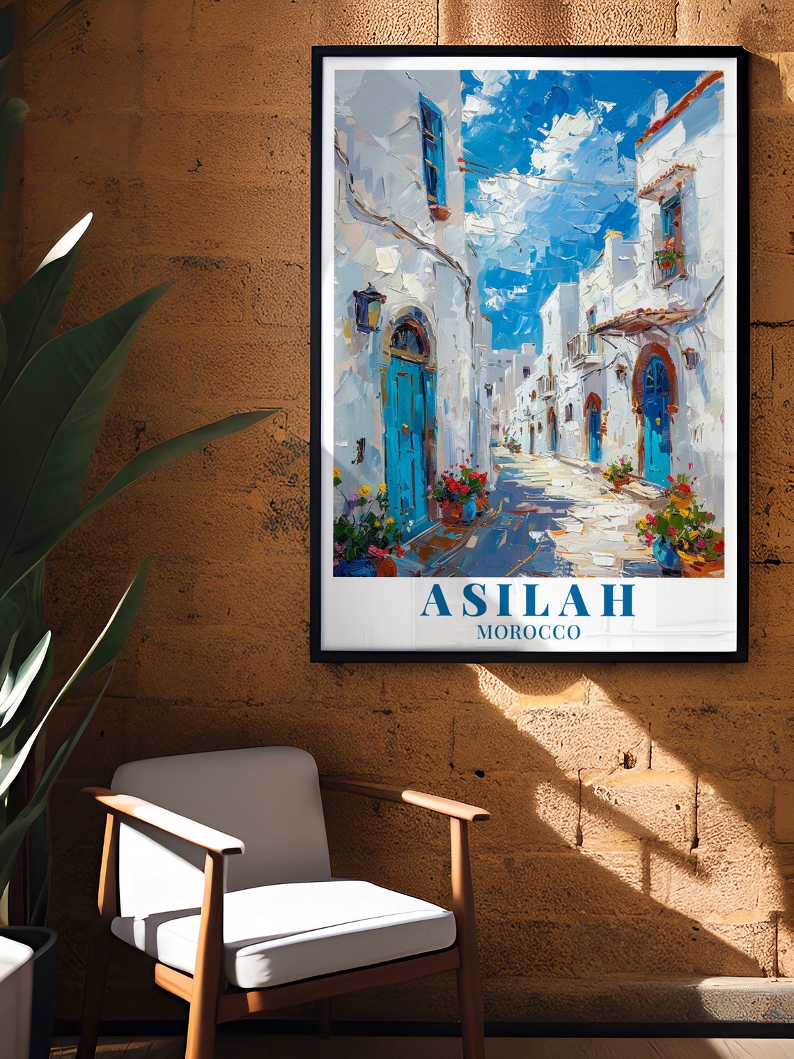 Asilah Medina White Alley with Blue Doors Morocco Travel Poster - Image 3