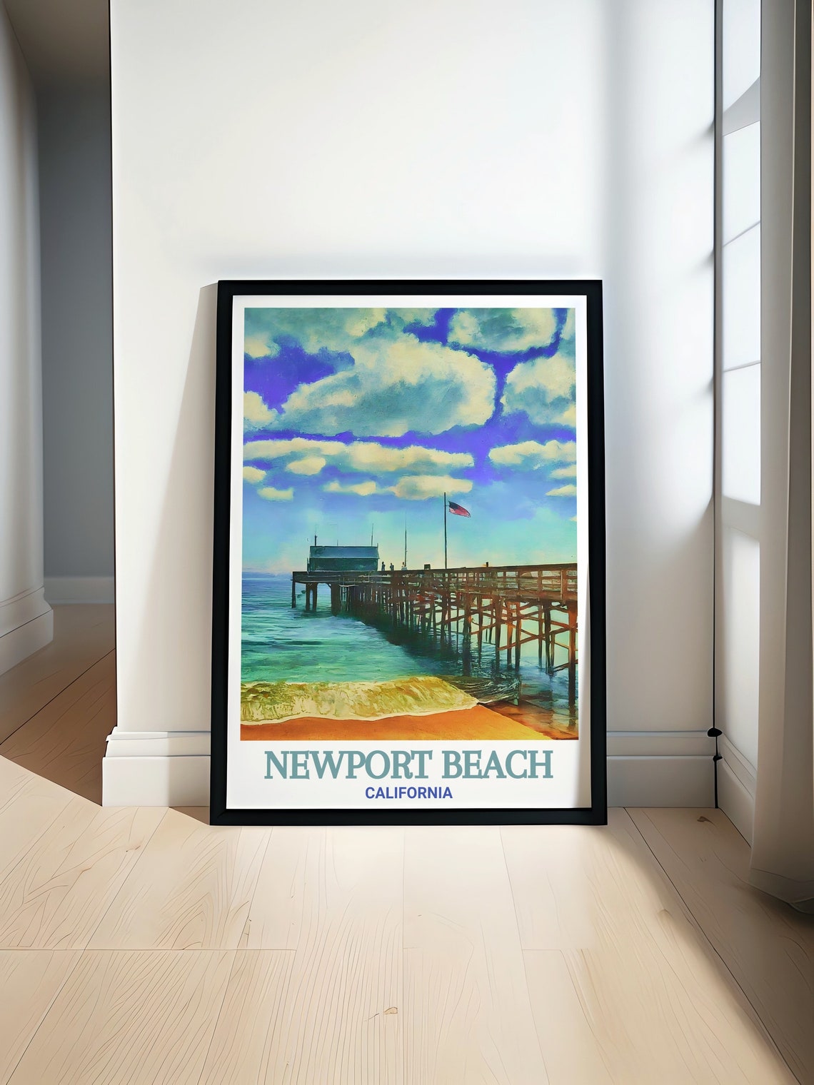 Newport Beach Print Balboa Pier Gifts Newport Beach Prints And Balboa Pier Travel Art Newport Beach Travel Posters