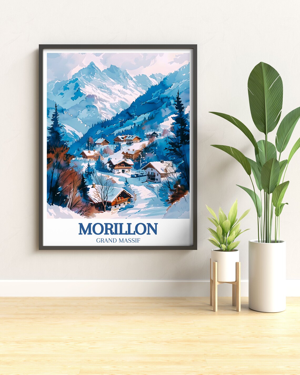 Morillon Grand Massif Snowy Chalet Village Winter France Poster - Image 3