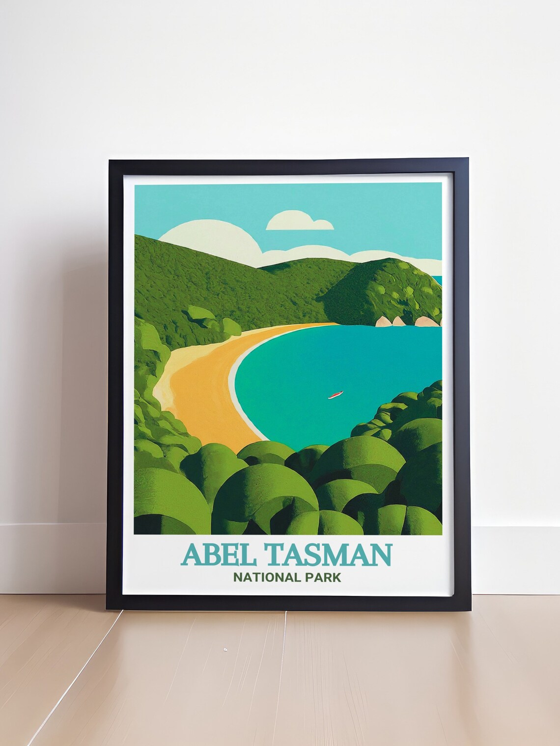 Abel Tasman Curved Beach Turquoise Bay New Zealand Travel Poster - Image 4