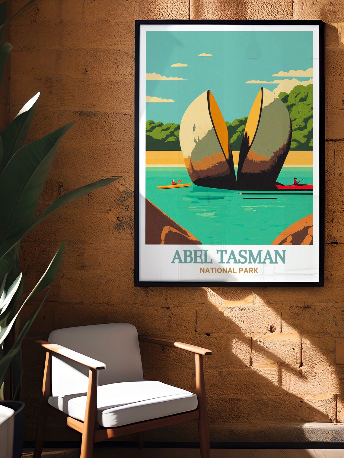 Abel Tasman Split Apple Rock Kayakers New Zealand Travel Poster - Image 2