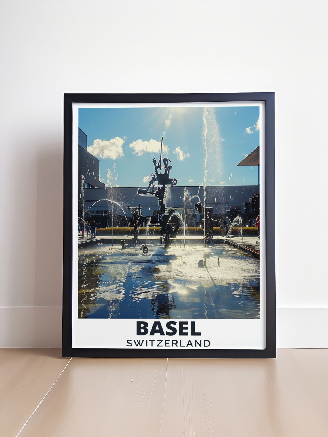 Basel Switzerland Tinguely Fountain Water Play Sun Art Poster - Image 4