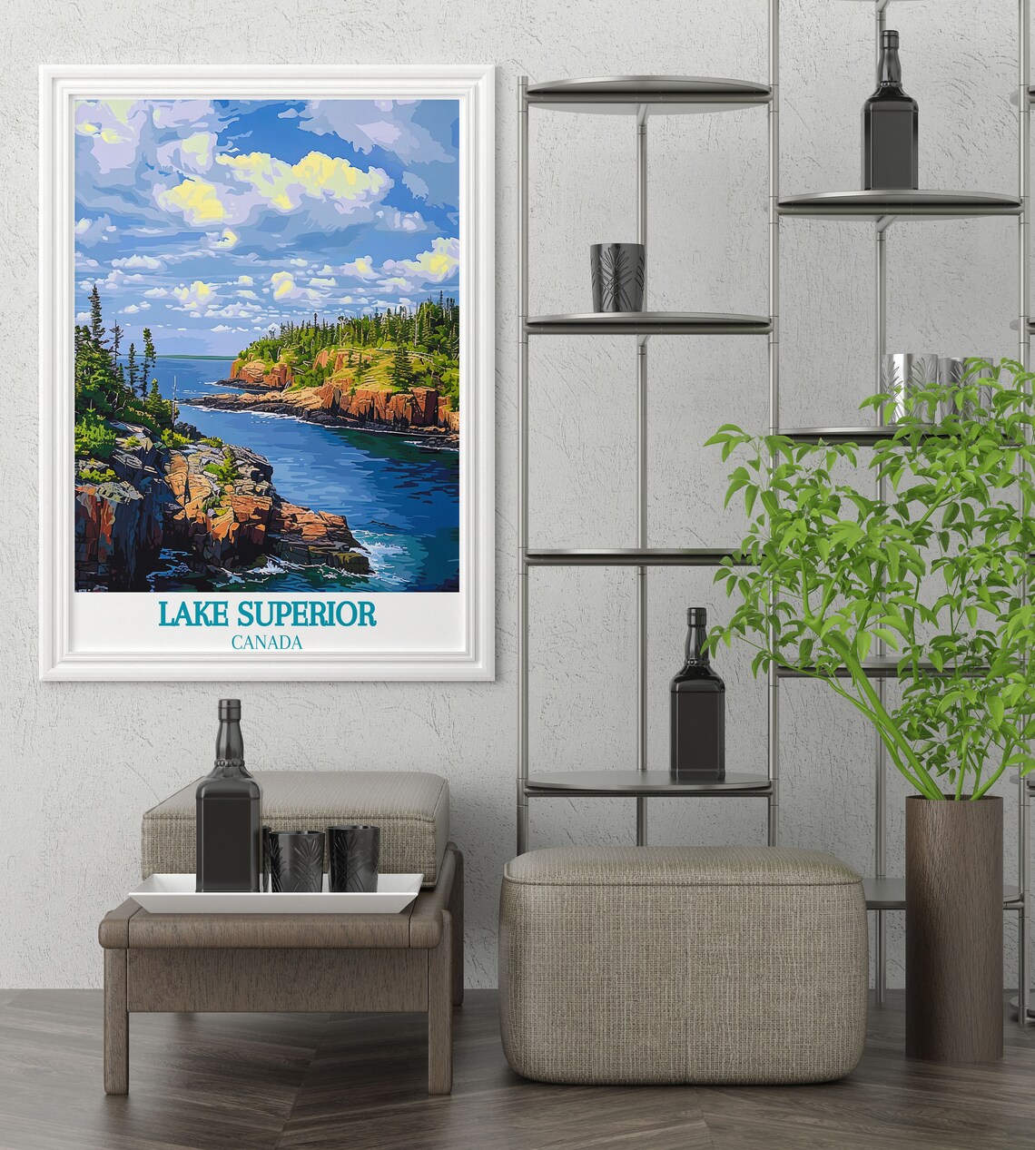 Lake Superior Canada Rocky Cove Pine Shoreline Travel Poster - Image 3