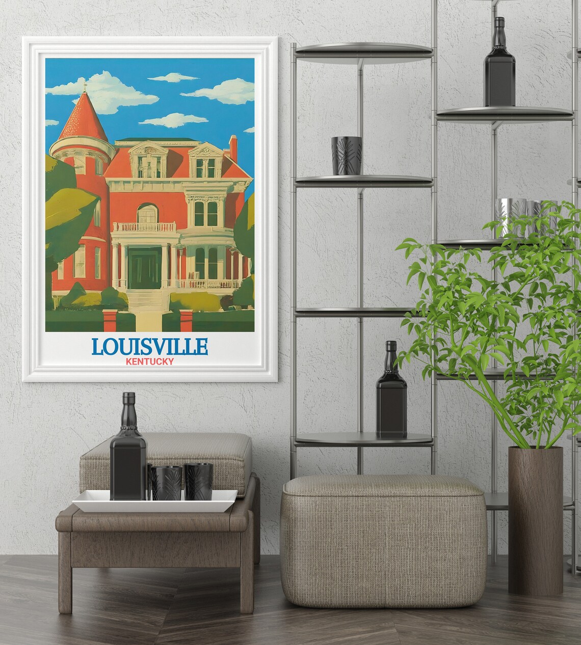 Old Louisville Victorian Mansion With Red Turret Travel Poster - Image 2