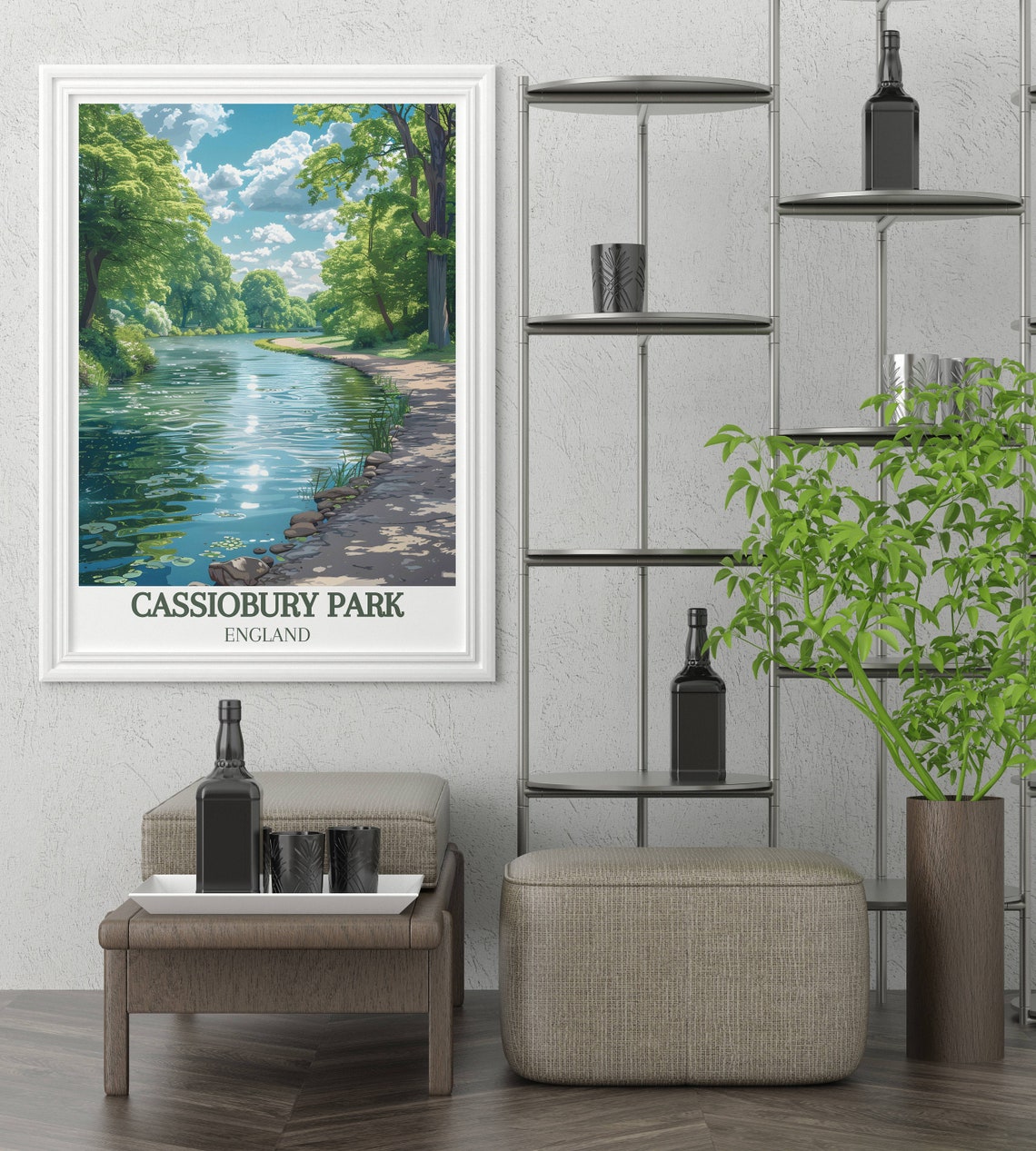 Cassiobury Park Riverside Path Summer Green Lush Trees Poster - Image 2