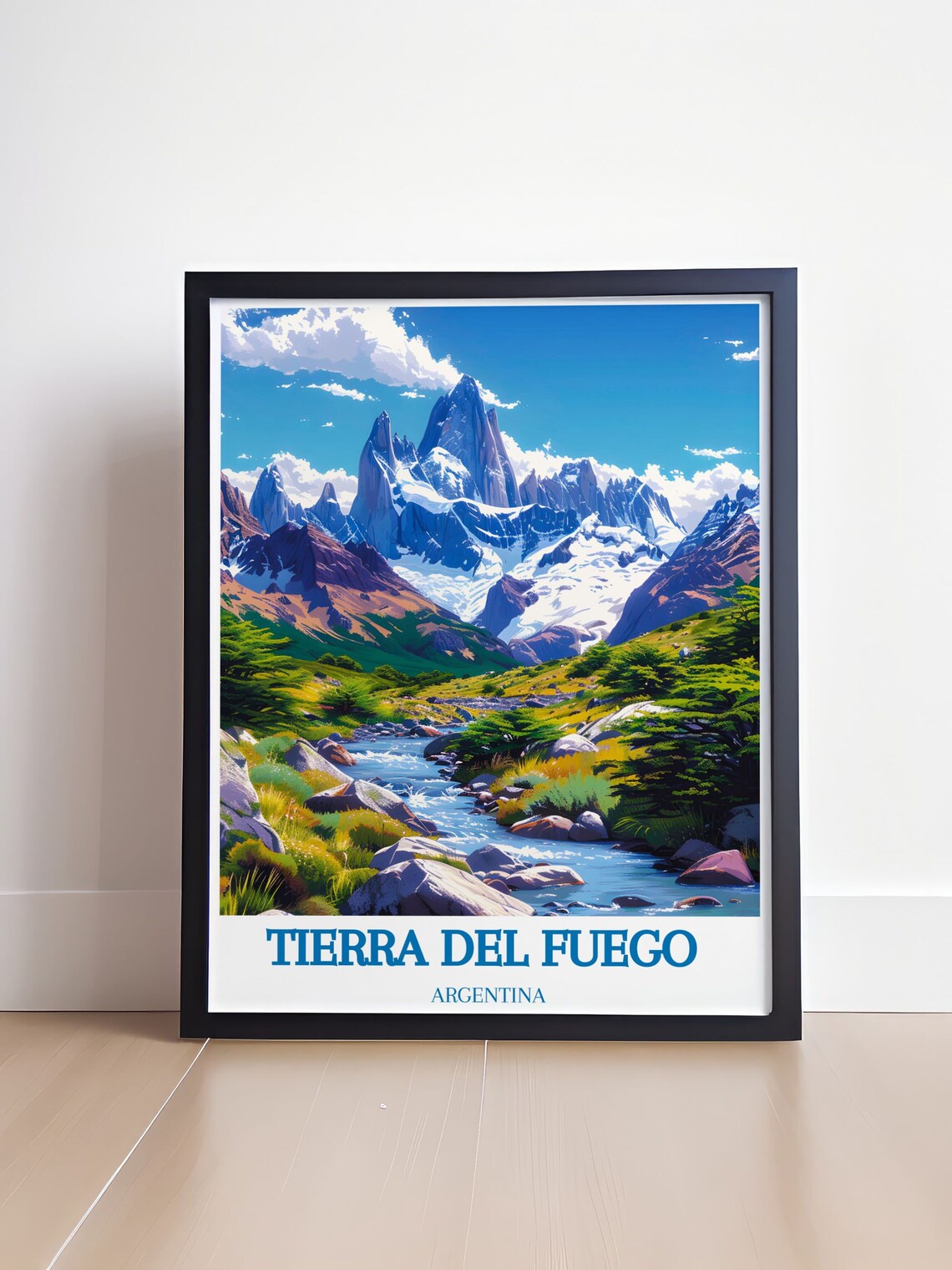 Tierra del Fuego Argentina Jagged Peaks River Valley Scene Poster - Image 4
