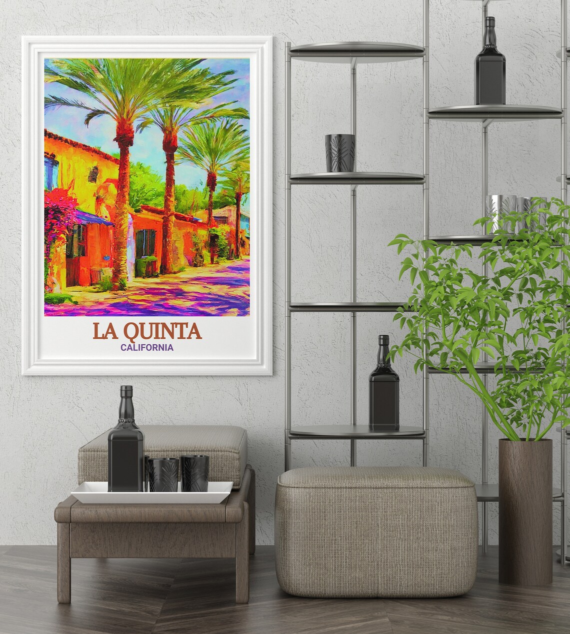 La Quinta Old Town Palm Lined Street California Travel Poster - Image 3