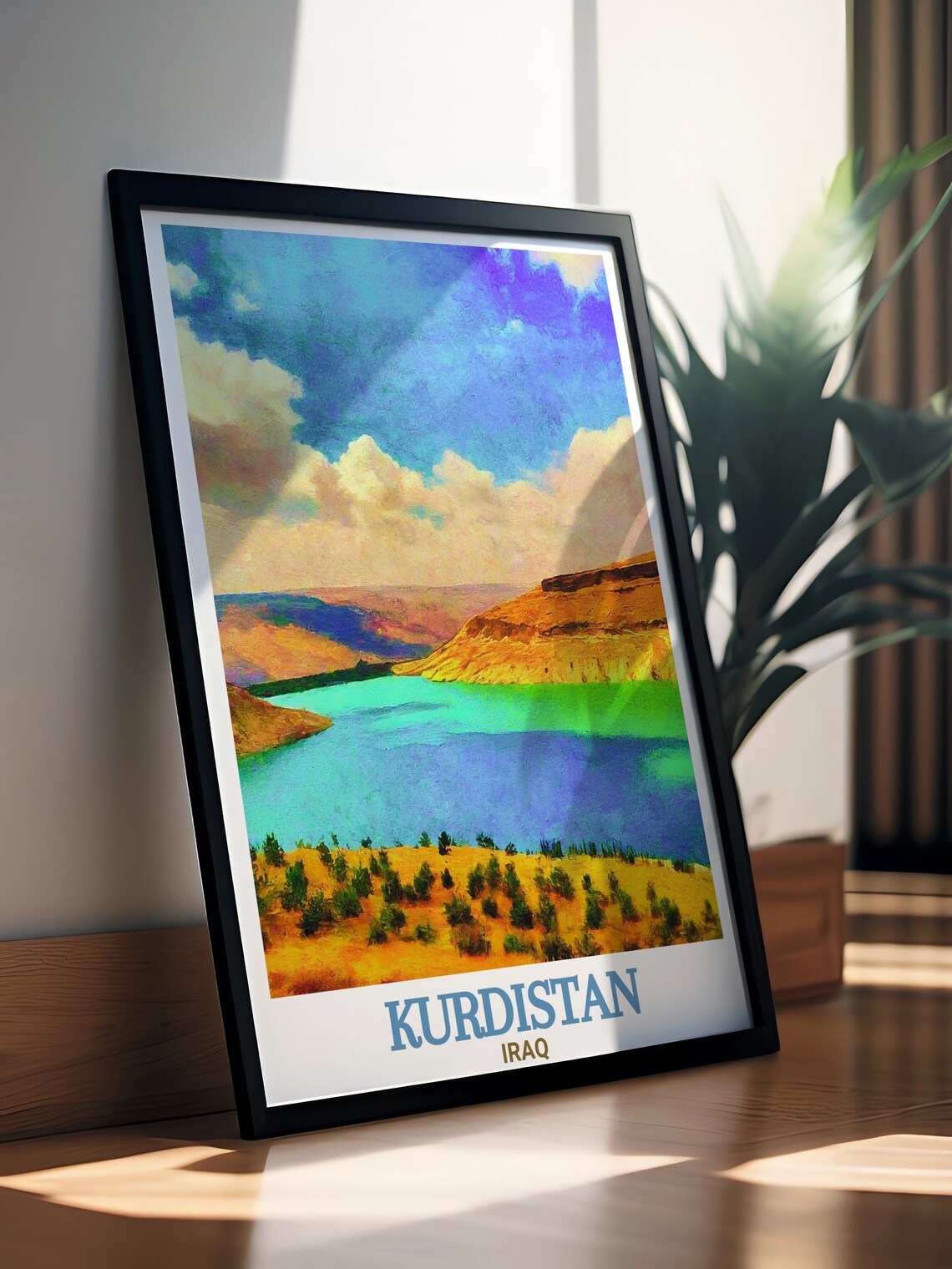 Kurdistan Iraq Turquoise Lake Valley Panorama Nature Travel Poster - Image 2