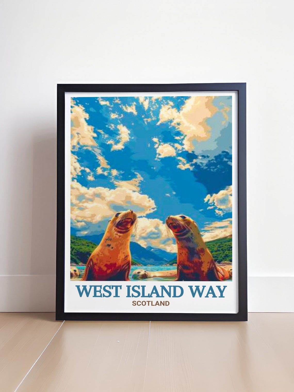 West Island Way Scotland Seals Wildlife Sunny Bay View Poster - Image 4