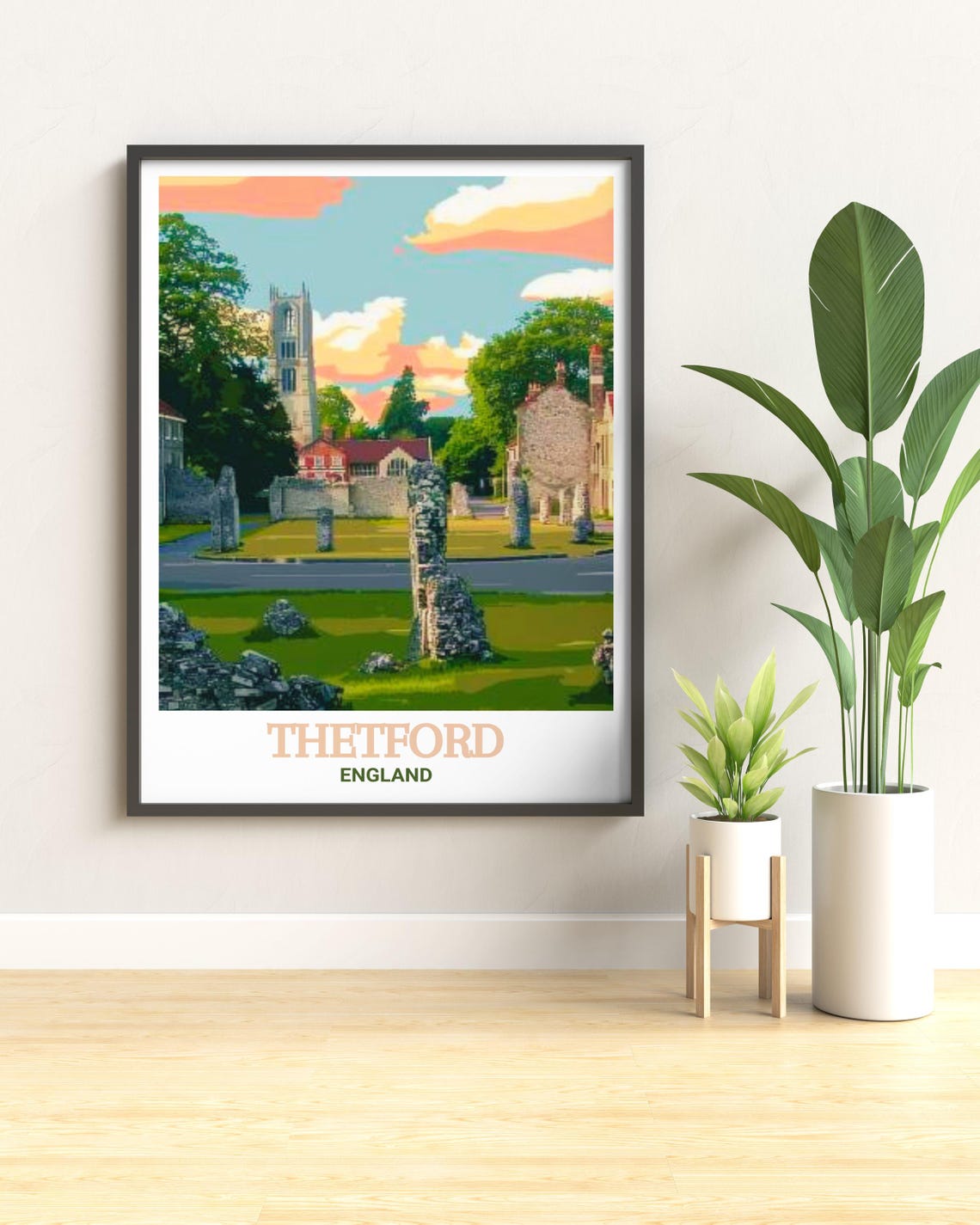 Thetford Priory Ancient Stone Ruins England Vintage Travel Poster - Image 2