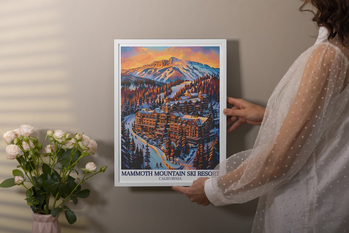 Mammoth Mountain Ski Resort Lodge Village Sunset Alpenglow Poster - Image 2