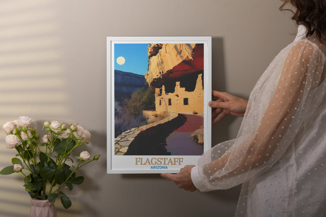 Flagstaff Walnut Canyon Cliff Dwellings Moonlight Arizona Poster - Image 3