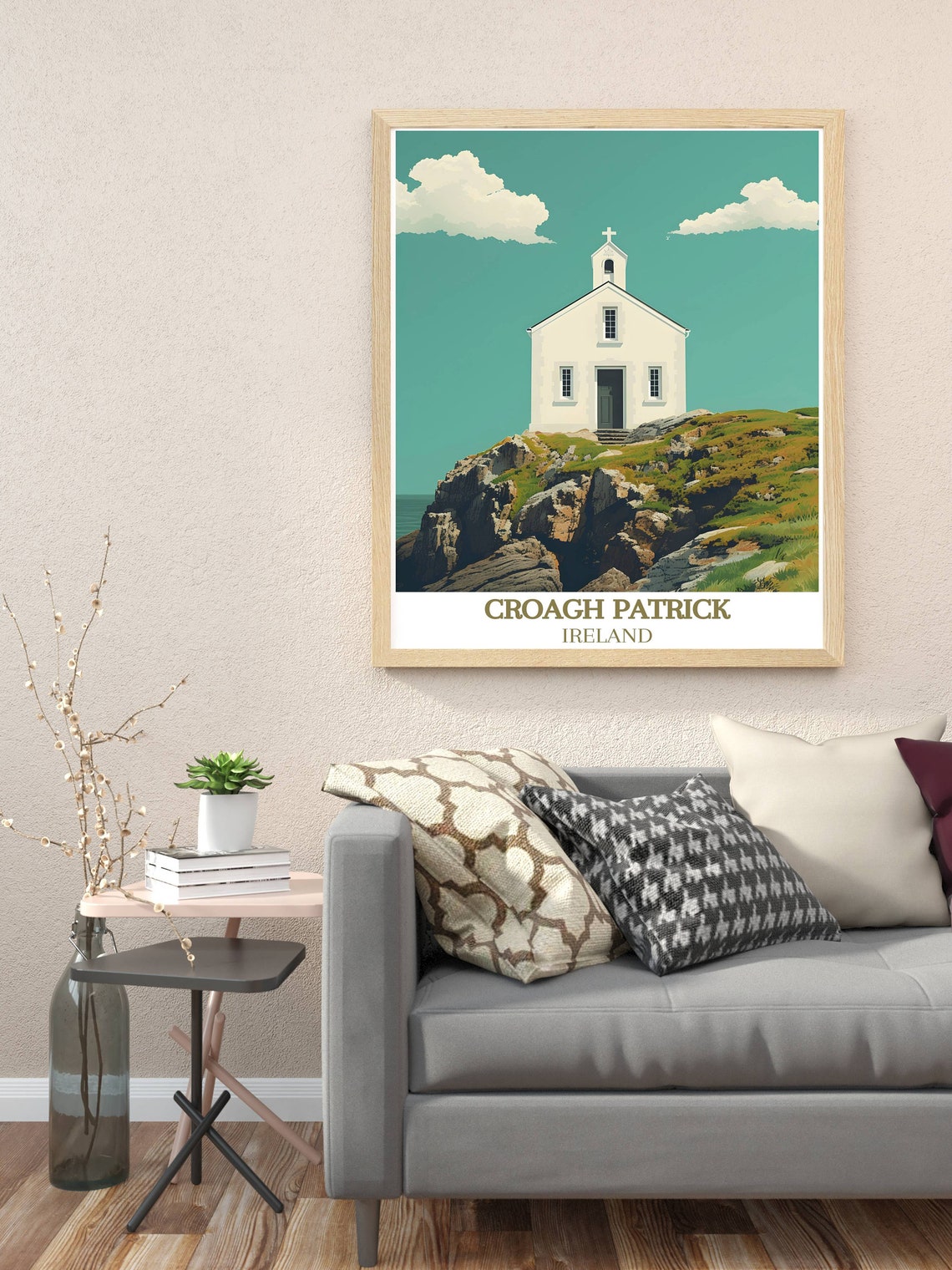 Croagh Patrick Ireland White Chapel Above Rocky Cliffs Poster - Image 3
