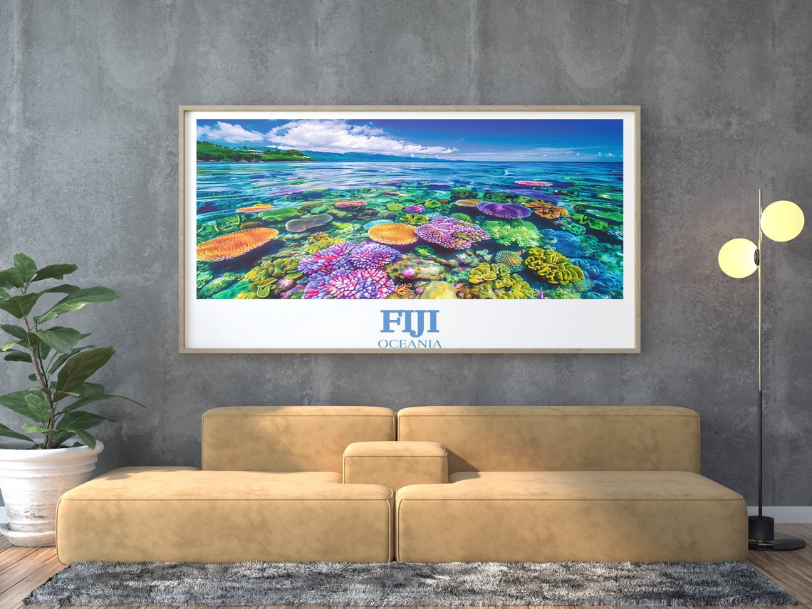 Fiji Coral Reef Split View Colorful Tropical Sea Life Poster - Image 3